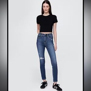 GAP Universal Jegging Rise Leggings Jeggings Denim Distressed Jeans Blue 32 14 L